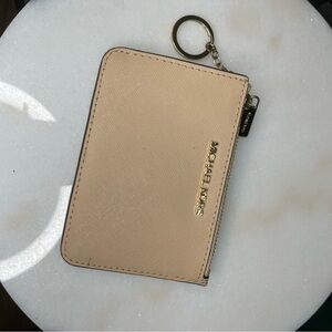 Michael Kors Light Tan Card Holder with Gold Accents